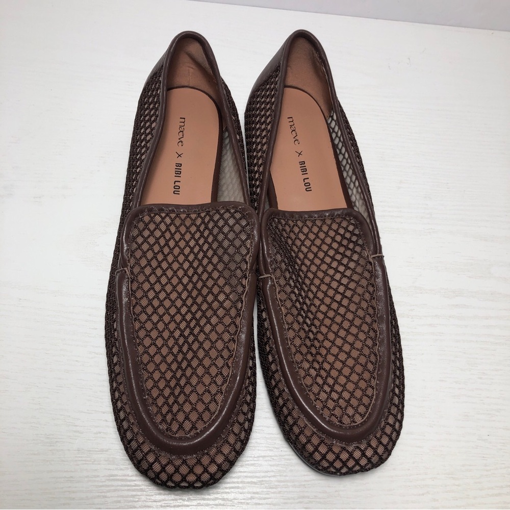 Maeve x Bibi Lou Mesh Loafers Women Size US10-10.5 EU41 Dark Brown Leather Flats - Picture 7 of 7